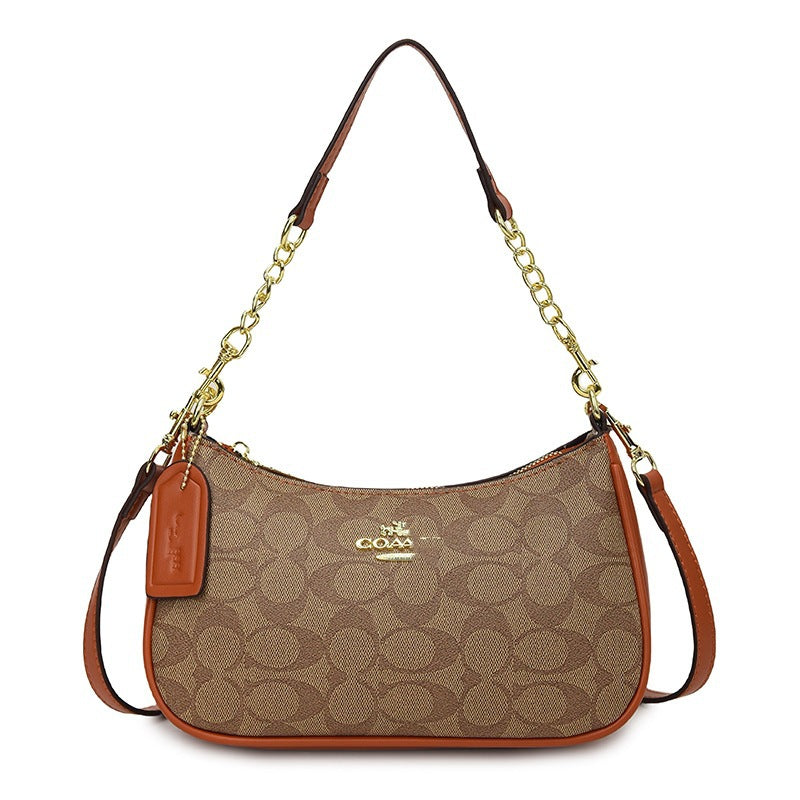 Armpit Bag Crossbody for Women in Foreign Style with Vintage Print Compact Shoulder Bag for Everyday Chic