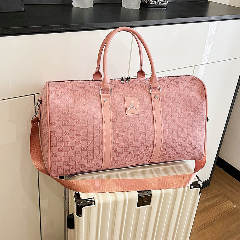 Patterned Duffel Bag with Top Handles, Zip Closure and Adjustable Shoulder Strap