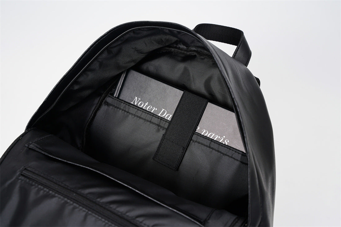 Patterned Backpack with Contrast Stripe, Front Zip Pocket, and Padded Shoulder Straps