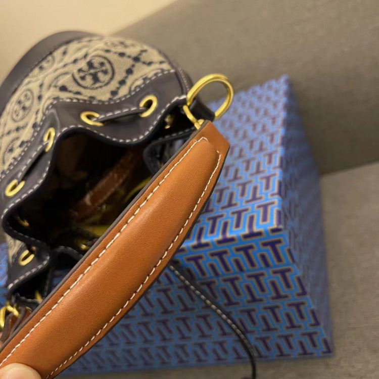 Bucket Bag with Drawstring Closure and Detachable Crossbody Strap