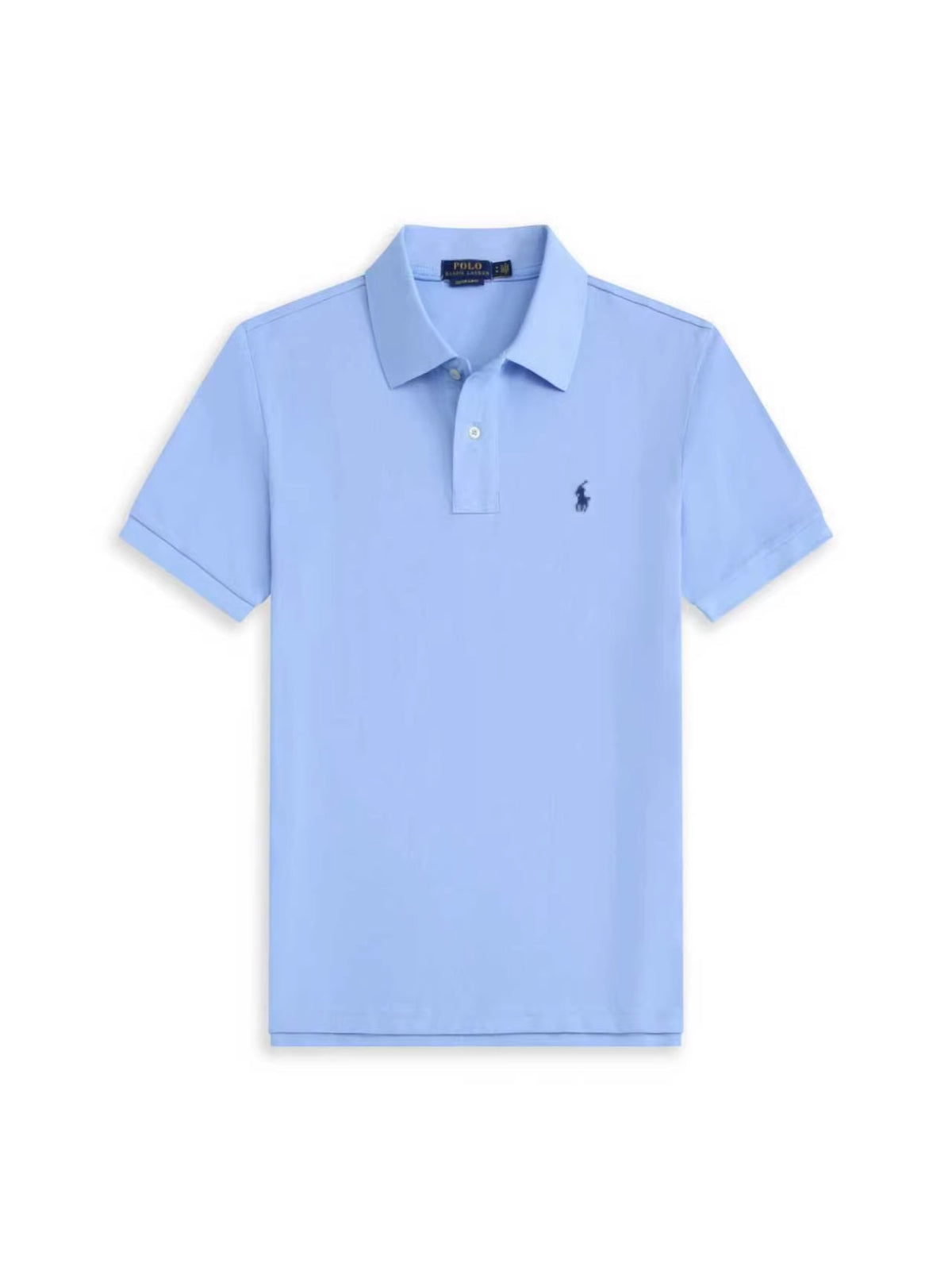 Men's Short Sleeve Polo Shirt with Ribbed Collar and Button Placket