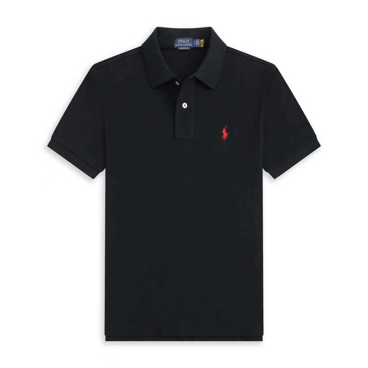 Men's Short Sleeve Polo Shirt with Ribbed Collar and Button Placket