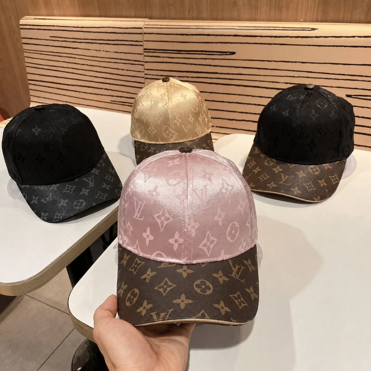 Structured Baseball Cap with Curved Brim and Adjustable Back Strap