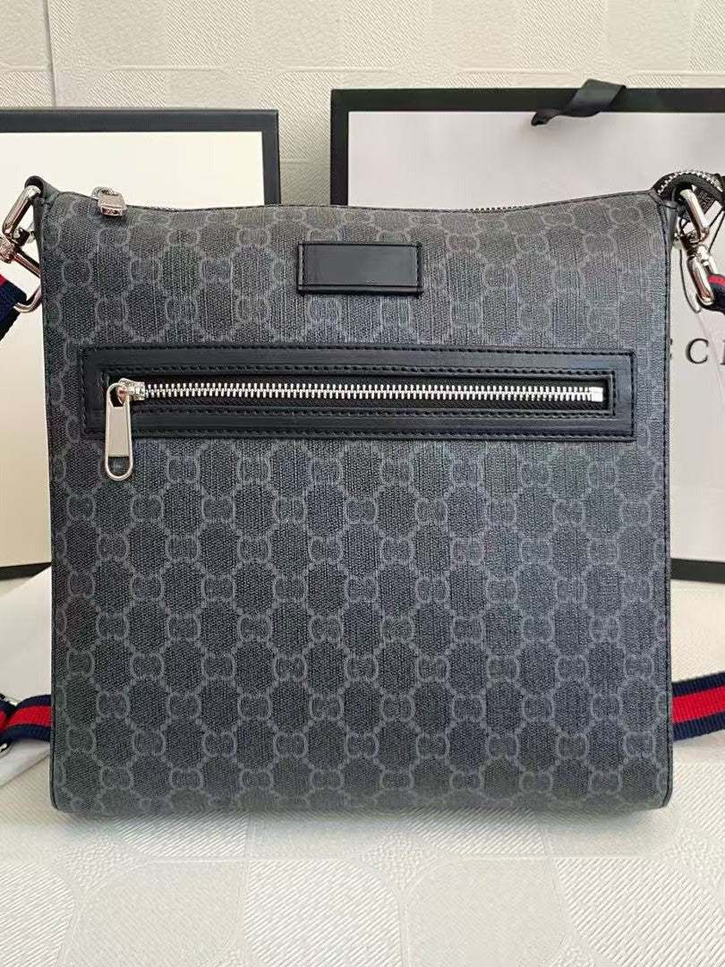 Patterned Rectangular Crossbody Bag with Front Zip Pocket and Adjustable Strap
