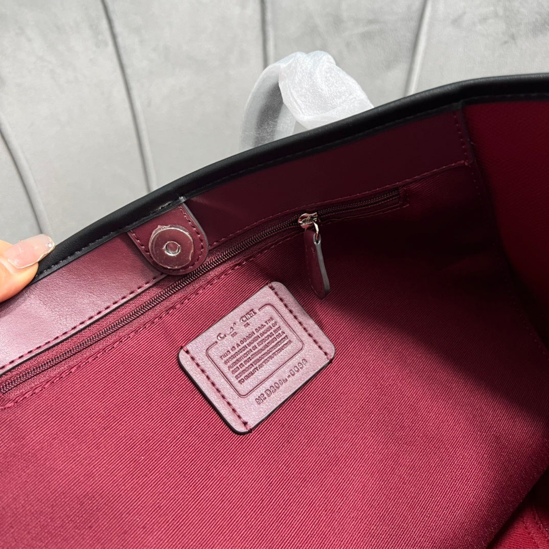Structured Patterned Tote Bag with Top Handles and Magnetic Closure