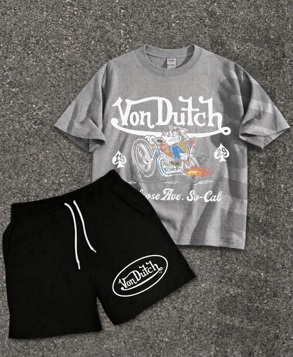 Men's Graphic Crew Neck T-Shirt and Drawstring Shorts Set