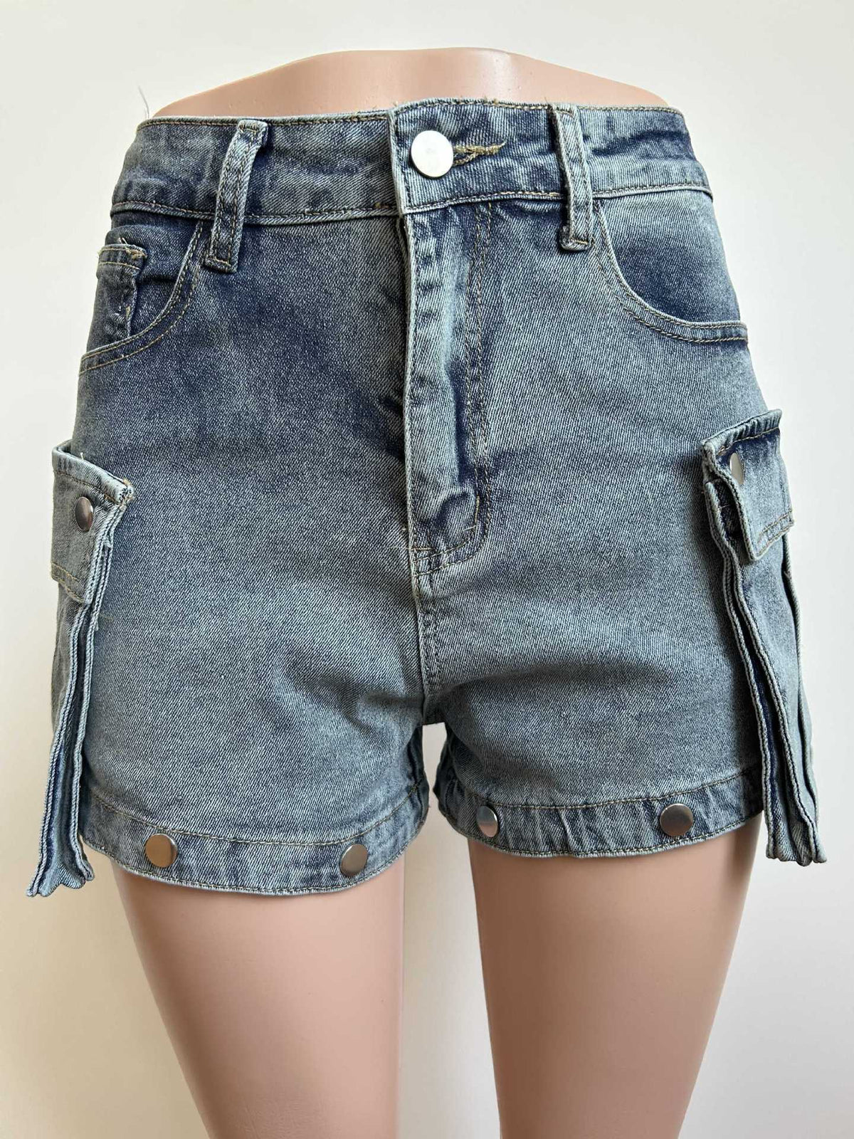 Women's Stretch Denim Convertible Cargo Pants with Detachable Shorts and Wide Legs