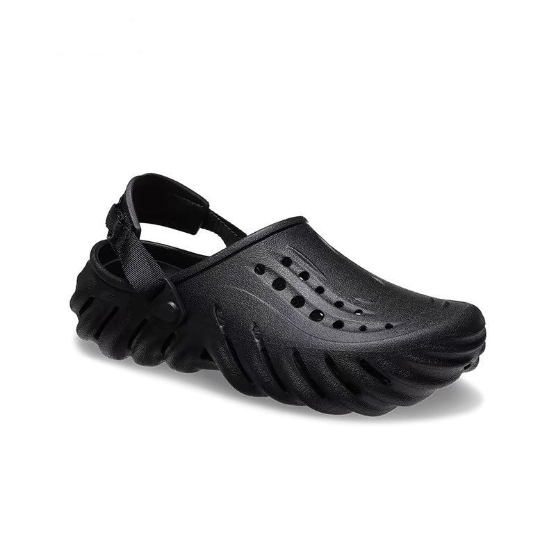 Perforated Clog Sandals with Adjustable Heel Strap
