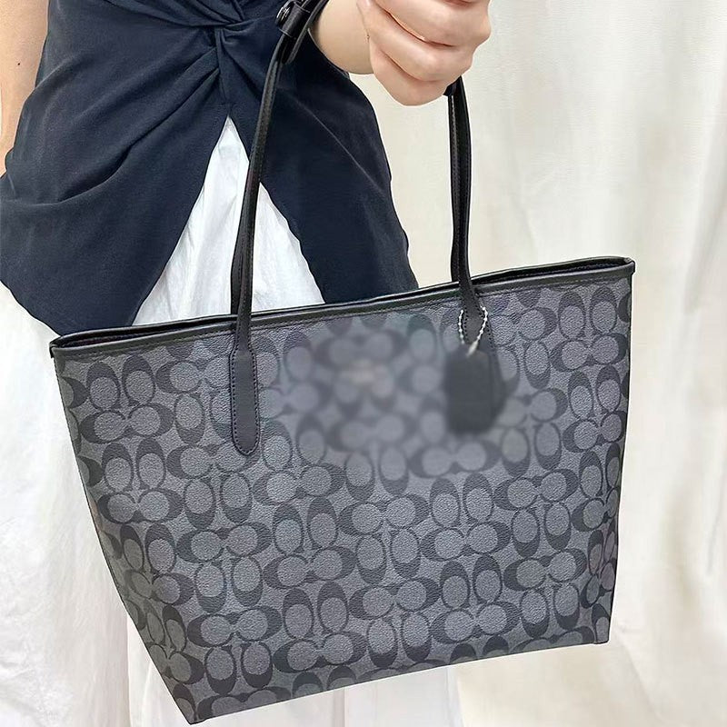 Large Tote Bag with Repeating Pattern and Long Top Handles
