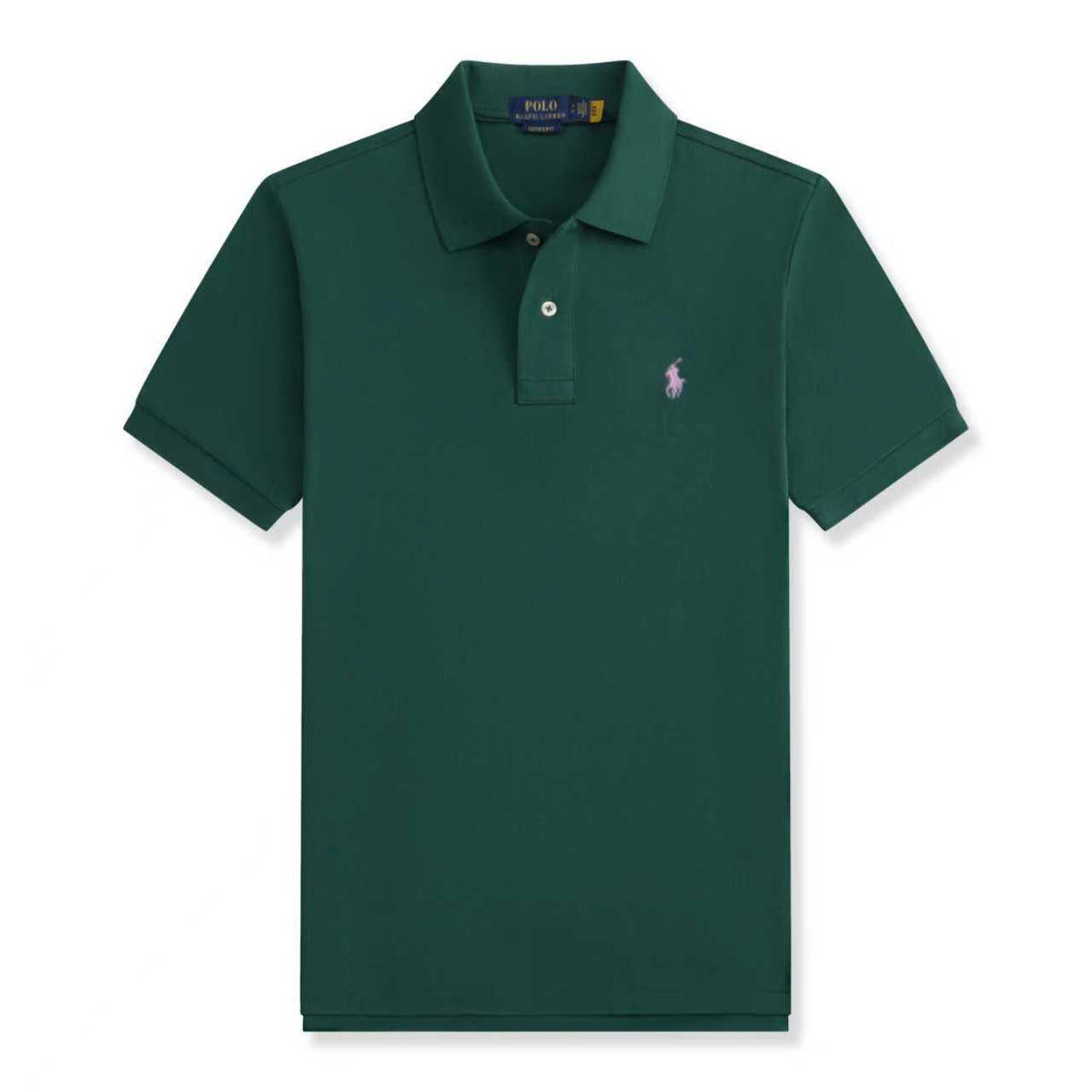 Men's Short Sleeve Polo Shirt with Ribbed Collar and Button Placket