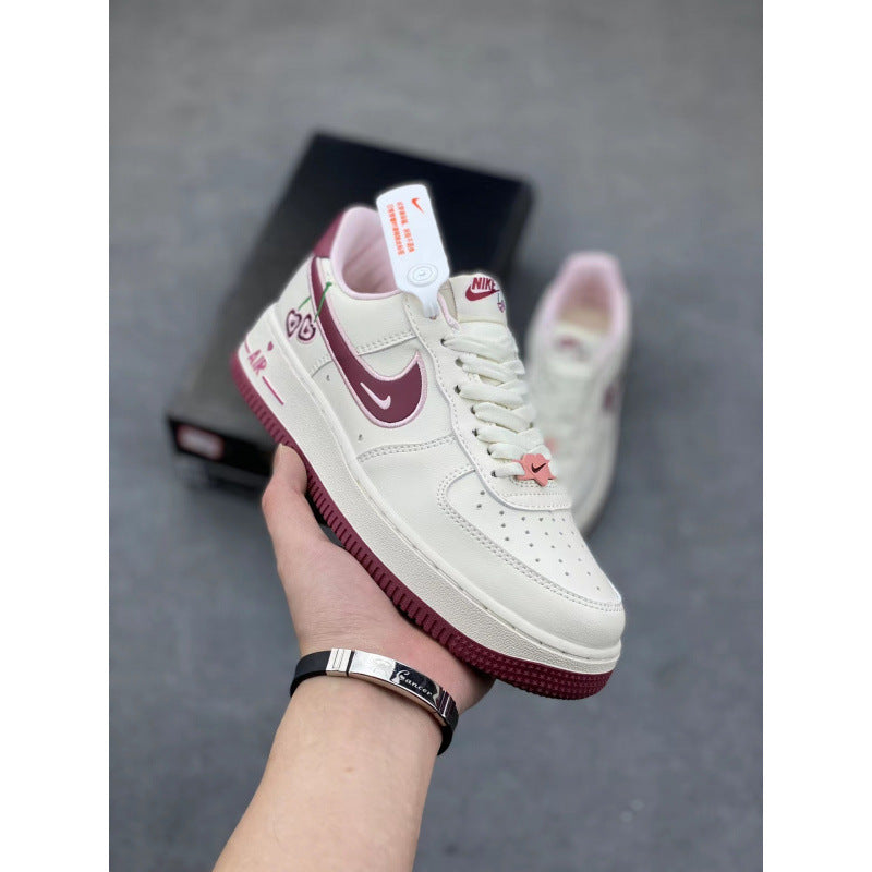 Putian High Quality AF1 Air Force One Valentine's Day White Hook Male and Female Couple Campus Versatile Heightened Athletic Board Shoes
