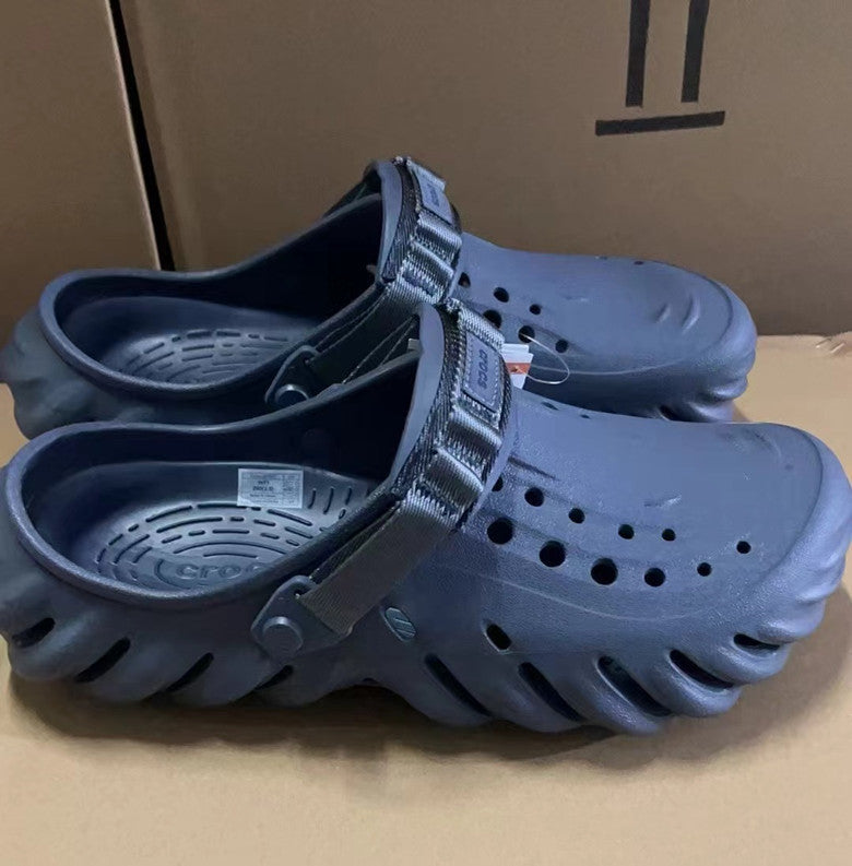 Perforated Clog Sandals with Adjustable Heel Strap