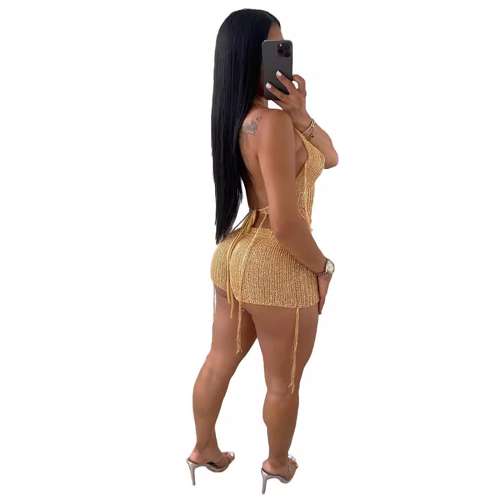 Luxe Contour Cutout Three Piece Set For Women With Sculpted Silhouette And Coordinated Scarf
