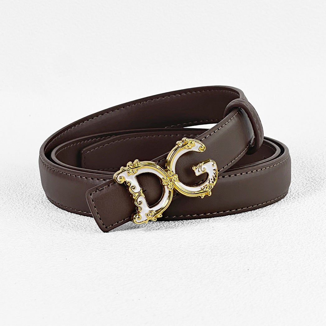 2.5cm Elegant DG Letter Buckle Belt for Women