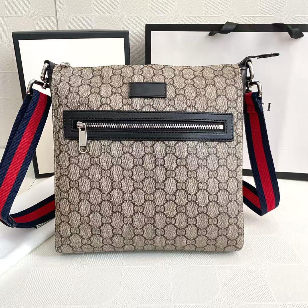 Patterned Rectangular Crossbody Bag with Front Zip Pocket and Adjustable Strap