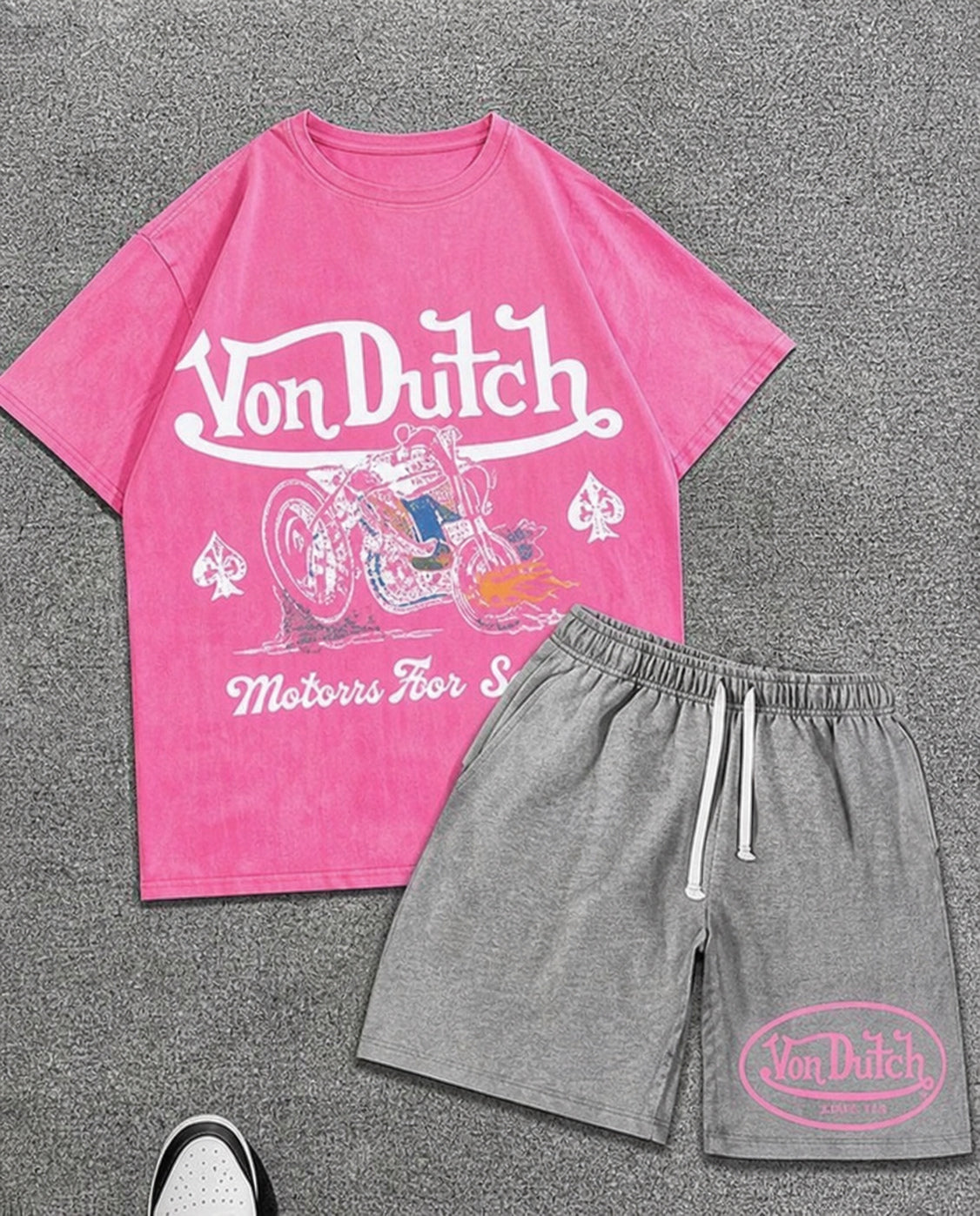 Men's Graphic Crew Neck T-Shirt and Drawstring Shorts Set