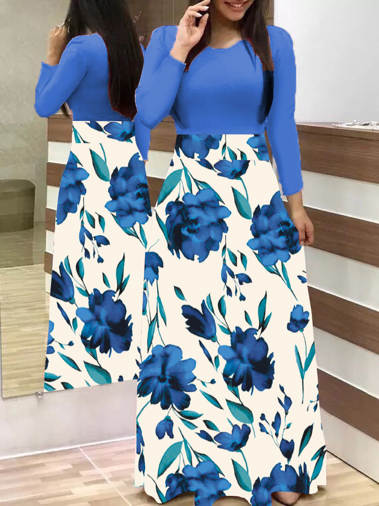 Floral High Waist Maxi Skirt with Flared Swing Silhouette