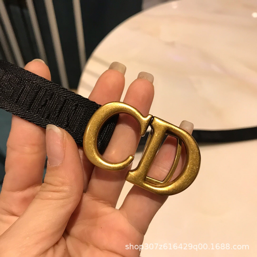 Premium Slim Monogram Buckle Belt For Women Ultra Thin Fashion Accessory Statement