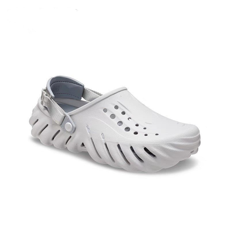 Perforated Clog Sandals with Adjustable Heel Strap