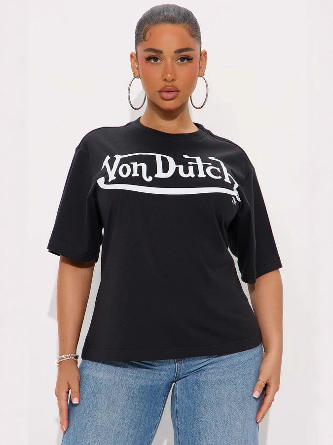 Versatile Letter Print Oversized Tee Top
