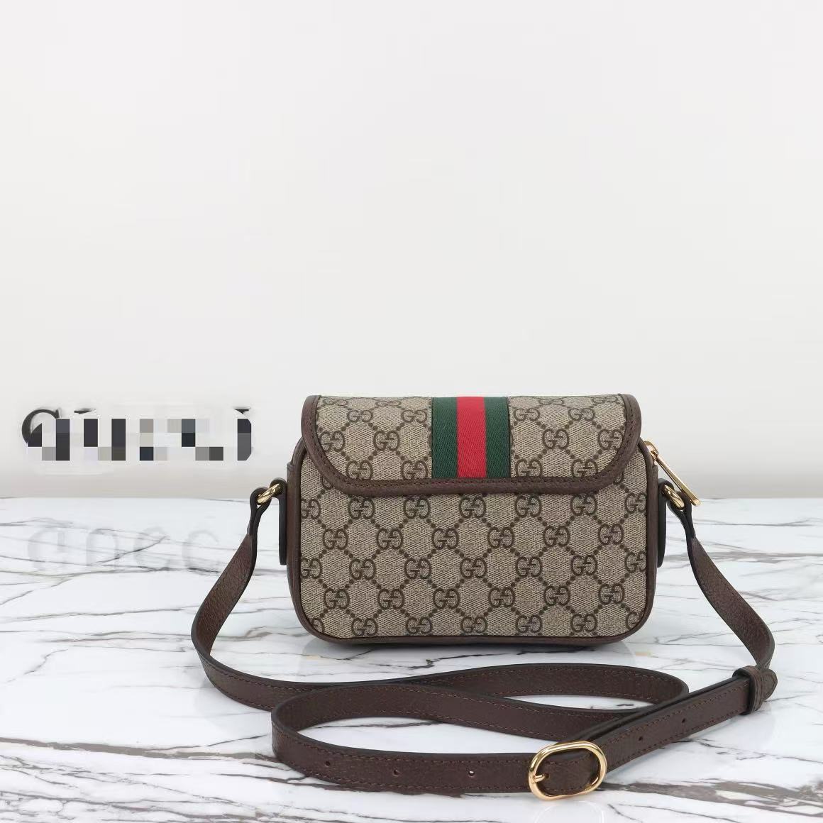 Compact Repeating Pattern Flap Crossbody Bag with Adjustable Strap