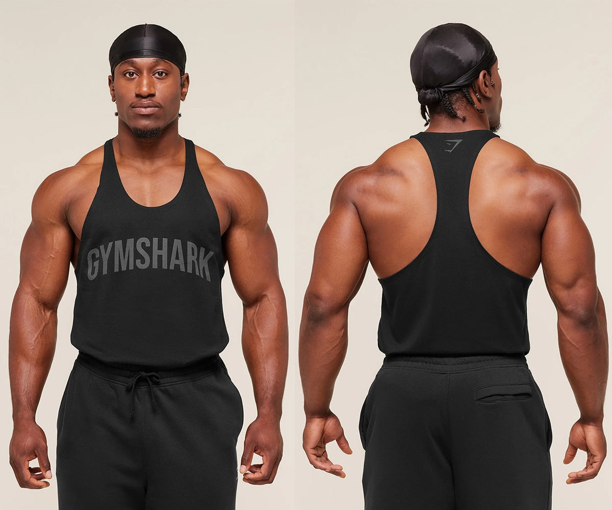 Men's Racerback Scoop Neck Training Tank Top with Graphic Print