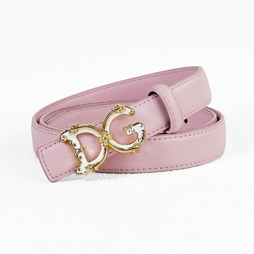 2.5cm Elegant DG Letter Buckle Belt for Women