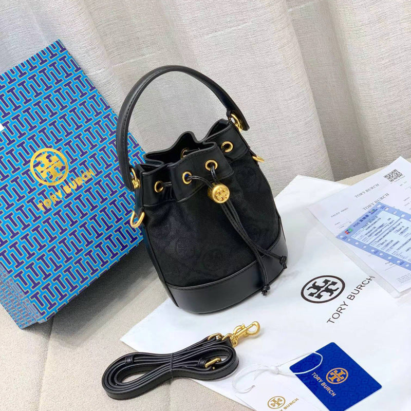 Bucket Bag with Drawstring Closure and Detachable Crossbody Strap