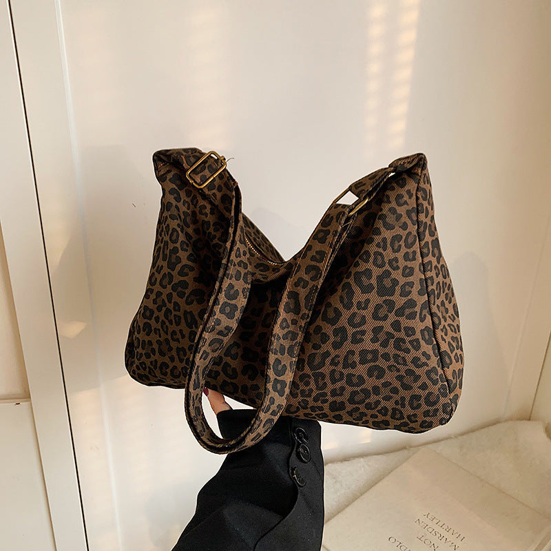 Leopard Print Slouch Shoulder Bag with Adjustable Strap