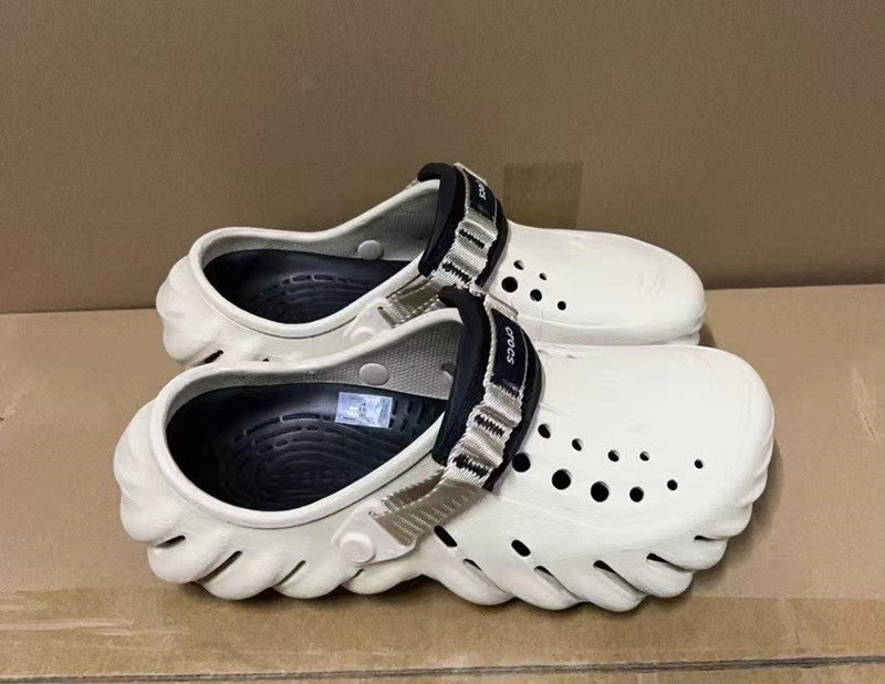 Perforated Clog Sandals with Adjustable Heel Strap