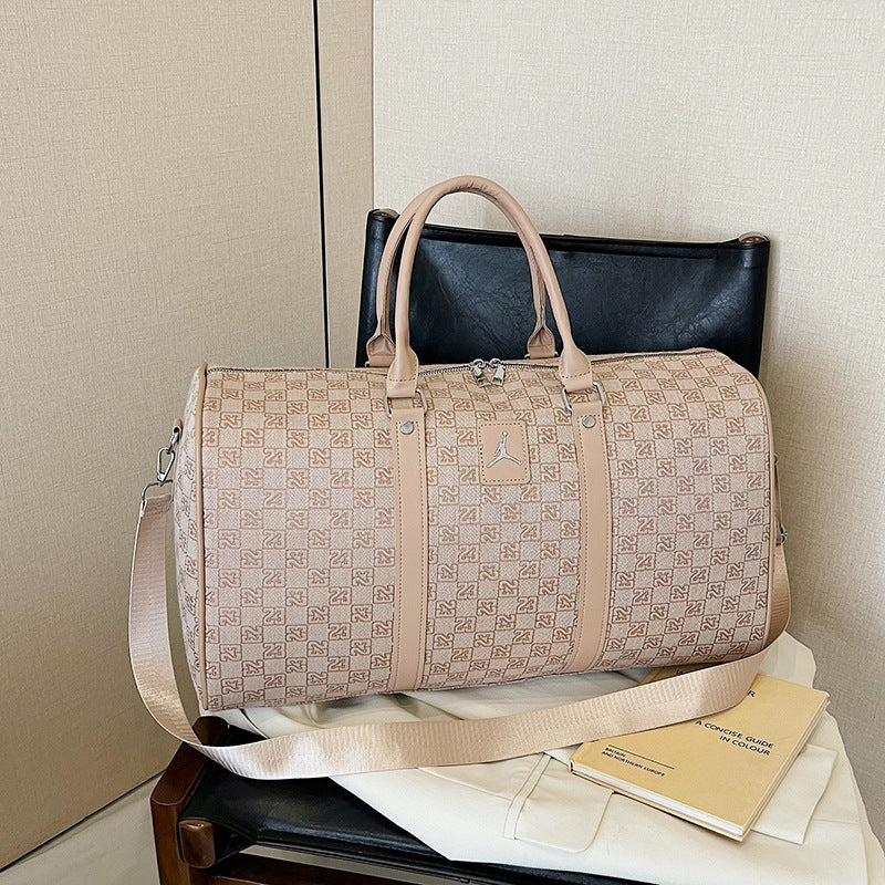 Patterned Duffel Bag with Top Handles, Zip Closure and Adjustable Shoulder Strap