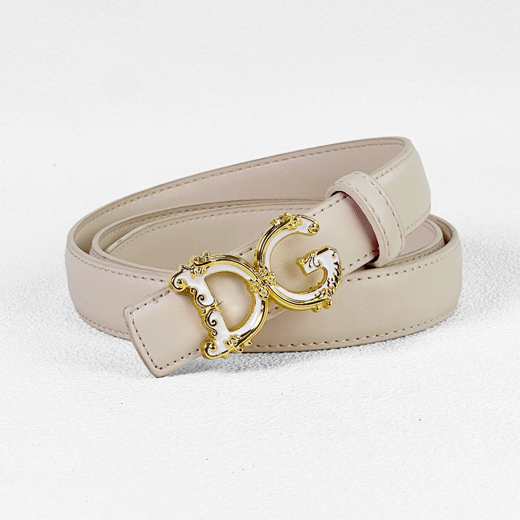 2.5cm Elegant DG Letter Buckle Belt for Women