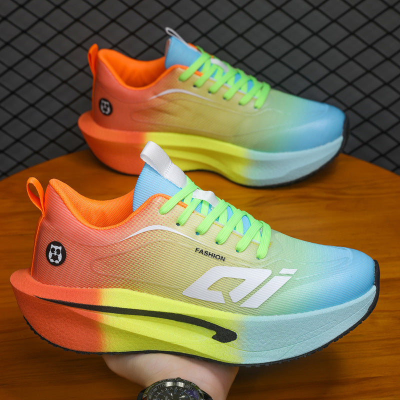 Men's Lace-Up Running Shoes with Thick Cushioned Sole