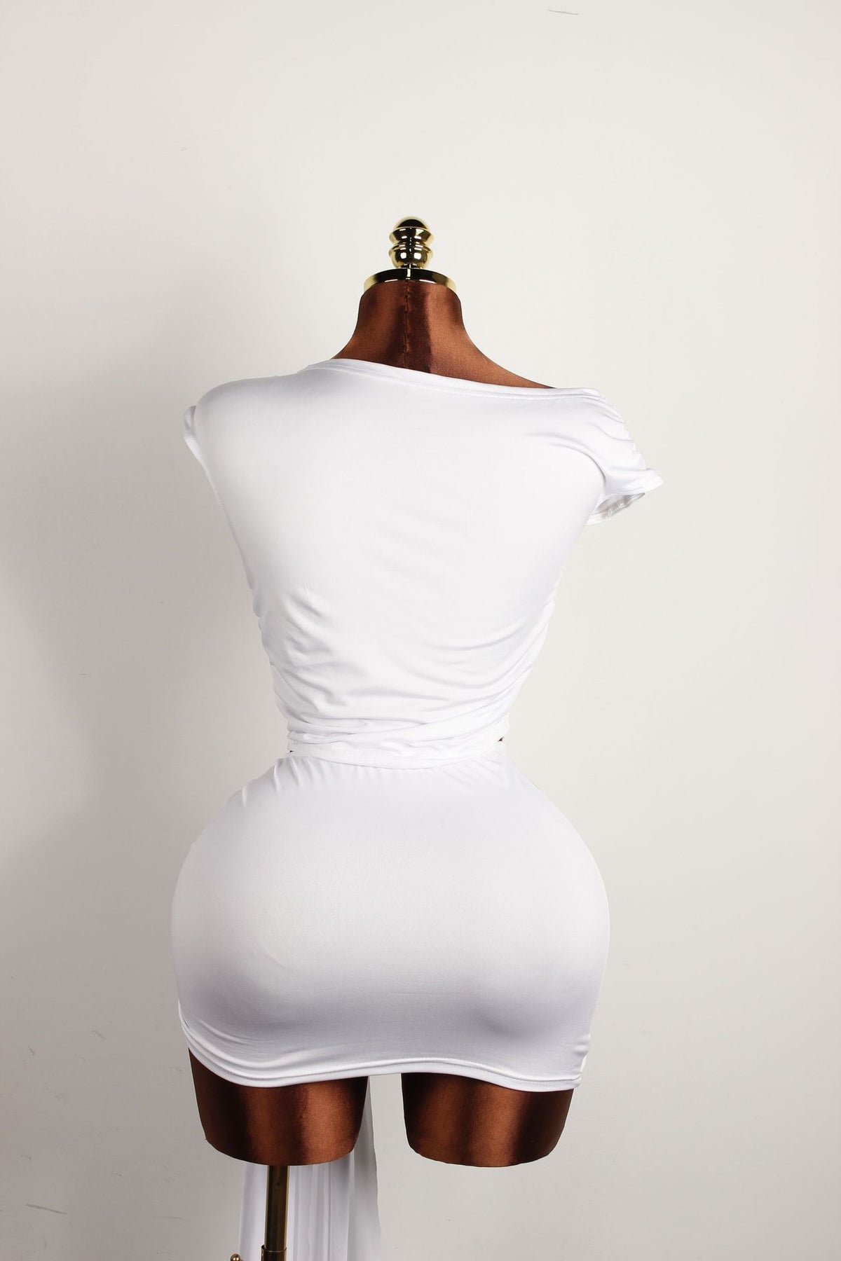 Ruched Short Sleeve Crop Top and Tie-Front Mini Skirt Set