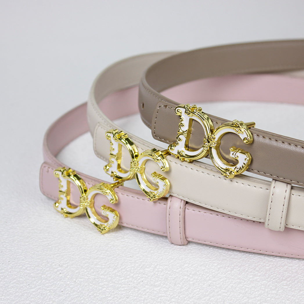 2.5cm Elegant DG Letter Buckle Belt for Women