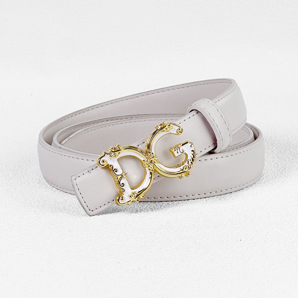 2.5cm Elegant DG Letter Buckle Belt for Women