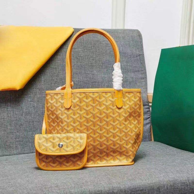 Luxe Geometric Patterned Tote Bag Mini Pouch Set