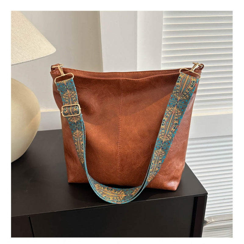 Hobo Shoulder Bag with Adjustable Patterned Strap