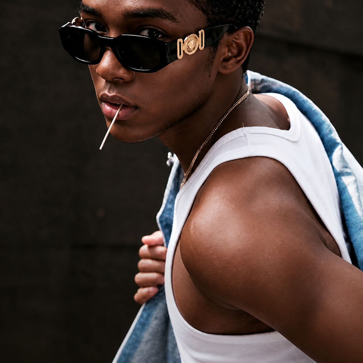 Cat Eye Sunglasses with Embellished Temple Accents and UV Protection