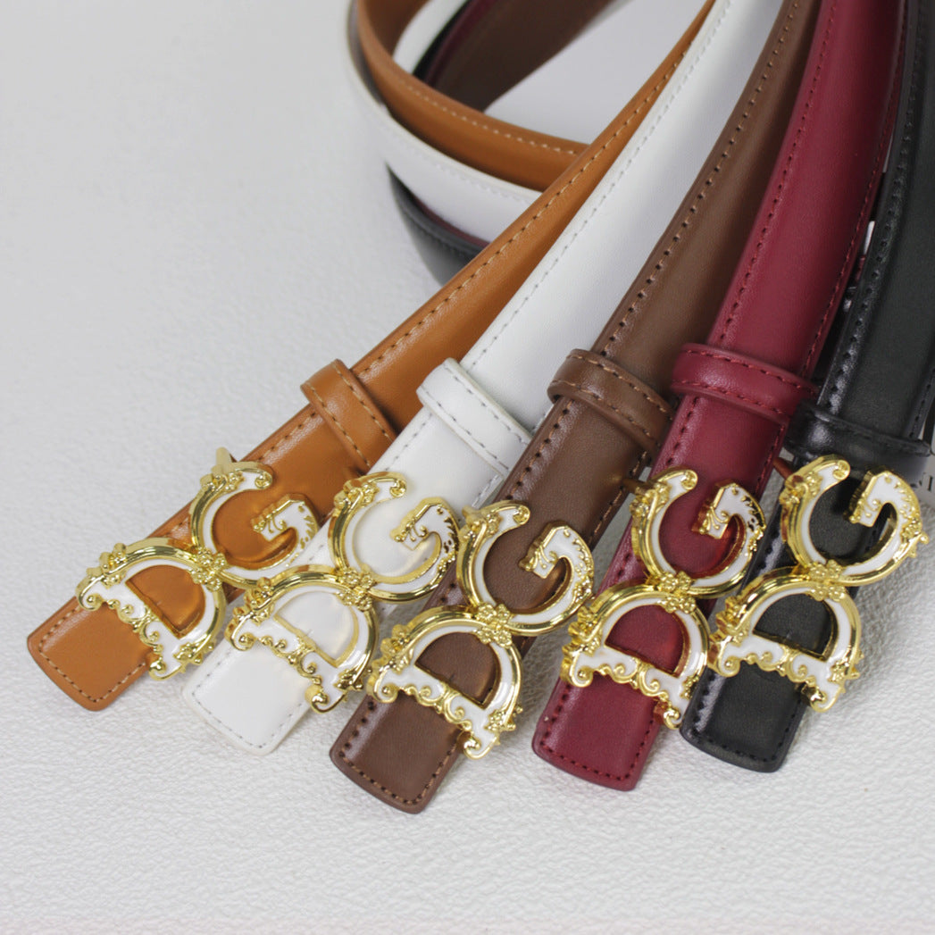 2.5cm Elegant DG Letter Buckle Belt for Women
