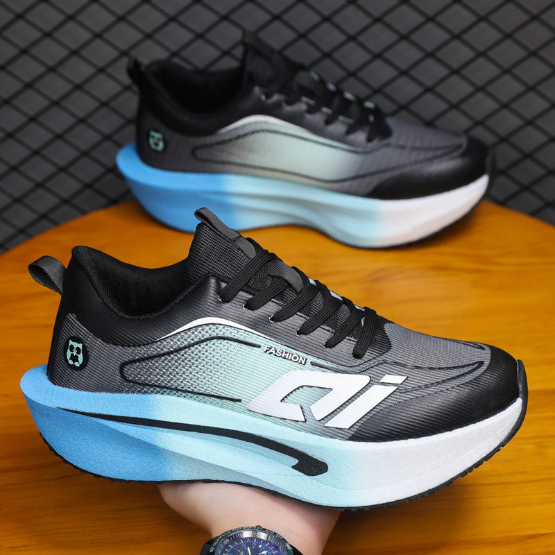 Men's Lace-Up Running Shoes with Thick Cushioned Sole