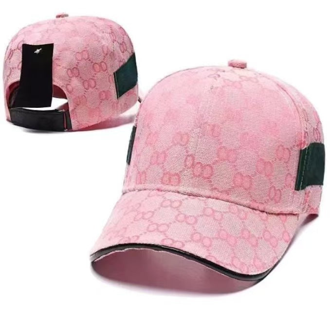 Patterned Baseball Cap with Structured Curved Brim and Contrast Stripe