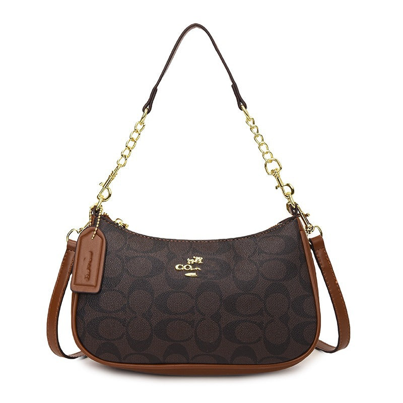Armpit Bag Crossbody for Women in Foreign Style with Vintage Print Compact Shoulder Bag for Everyday Chic