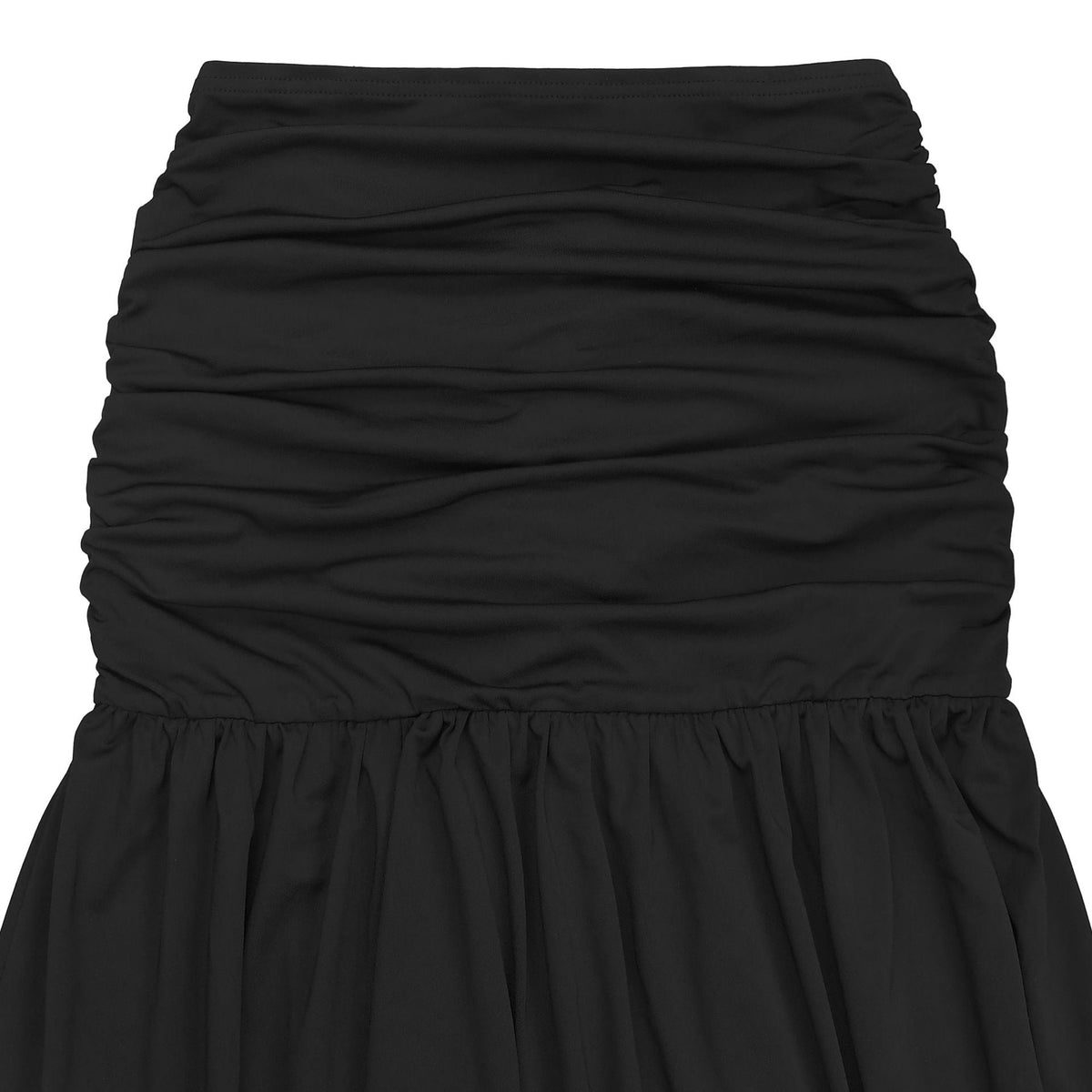 Women's One-Shoulder Crop Top and Ruched High-Waist Skirt Set with Floral Buckle Detail