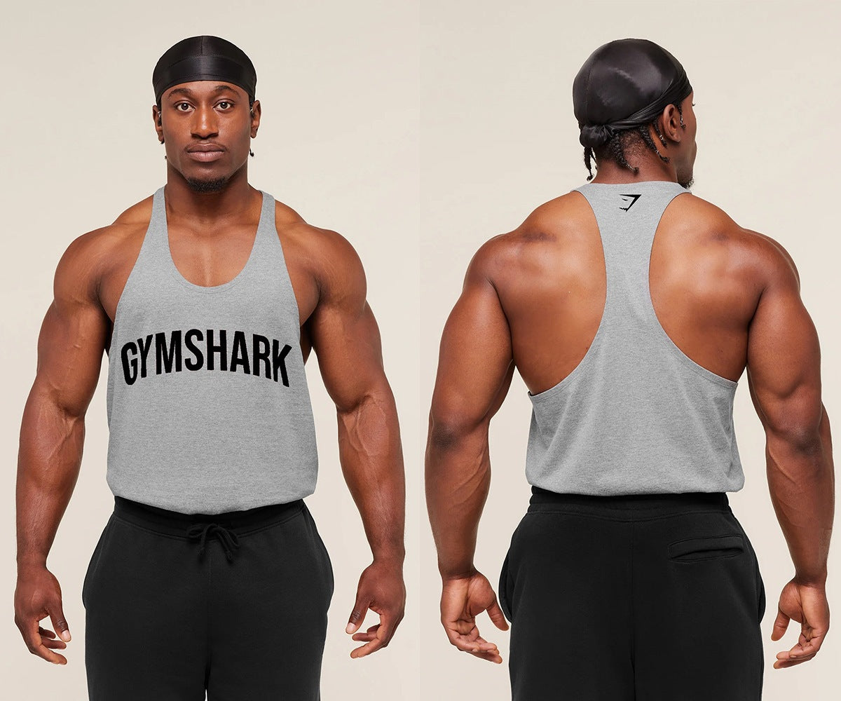 Men's Racerback Scoop Neck Training Tank Top with Graphic Print