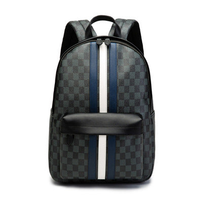 Patterned Backpack with Contrast Stripe, Front Zip Pocket, and Padded Shoulder Straps