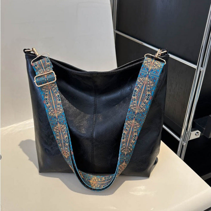Hobo Shoulder Bag with Adjustable Patterned Strap