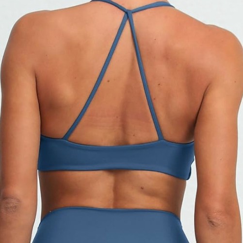 Women's Twist Front Halter Sports Bra with Strappy Open Back