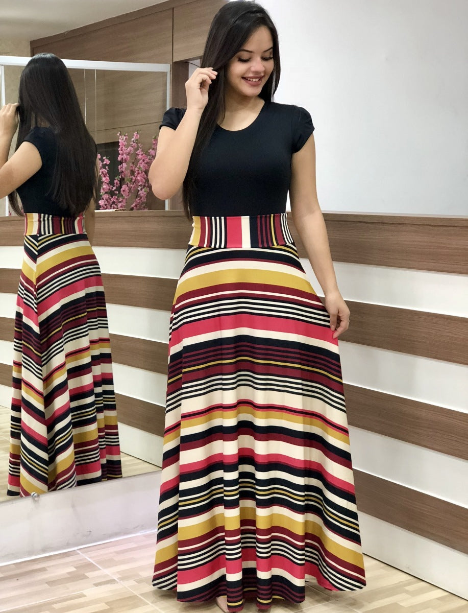 Floral High Waist Maxi Skirt with Flared Swing Silhouette