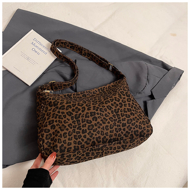 Leopard Print Slouch Shoulder Bag with Adjustable Strap